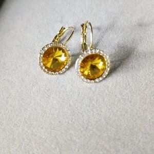 New Elegant Gold Plated Yellow Crystal Earrings